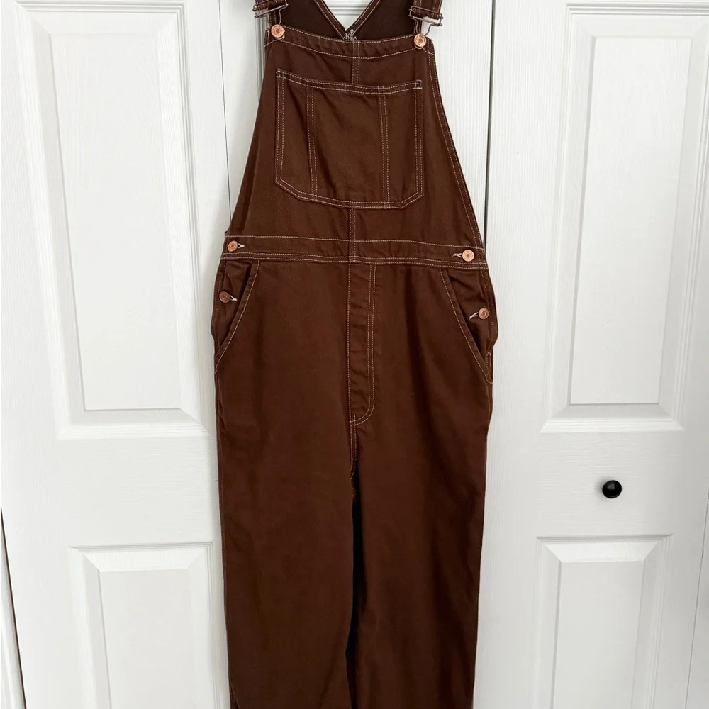 Reformation Milo Utility Overalls Chocolate Brown size 8 - Picture 5 of 9